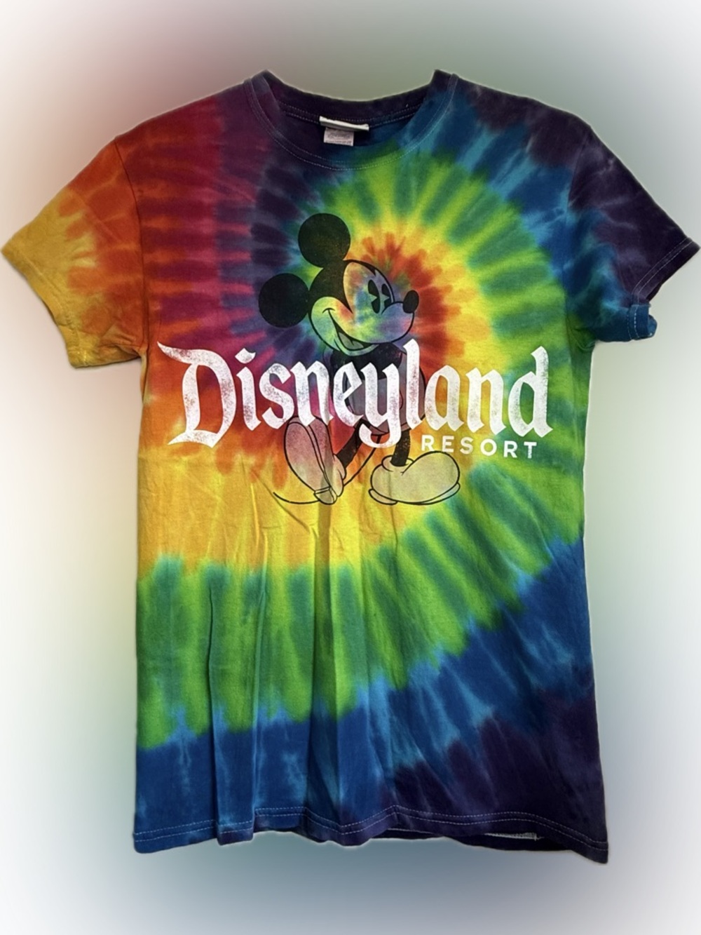 Disneyland Resort Tie-Dye Rainbow Color Y2K Adult T-Shirt Size Small